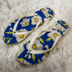 Kate Spade White and Blue Floral Sandals